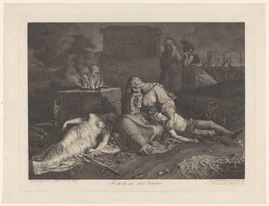 Hecuba truchlí nad svými zabitými dětmi Hekuba und ihre Kinder (název na objektu)