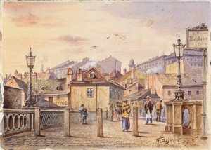 Most Magdalenen přes řeku Wien od Karl Wenzel Zajicek