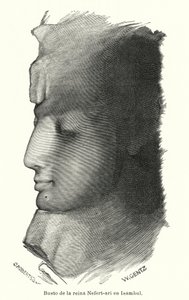 Busta staroegyptské královny Nefertari, manželky Ramesse Velikého, Abu Simbel (litho)
