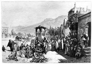 Distribuce dat na hřbitově v Káhiře, 1881