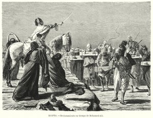 Nábor vojáků do osmanské armády v době Muhammada Aliho, Khedive z Egypta (litho)