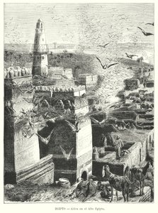 Vesnice v Horním Egyptě (litho)