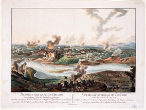 Obléhání Chotyně (Chocim, Chotyn, Hotin, Choczim ou Khotine, Ukrajina) v roce 1788 - Schuetz, Carl (1745-1800) - 1788 - Mědirytina, akvarel - 36,6x48,3 - Soukromá sbírka od Karl von (after) Schutz