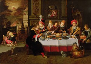 Lazarus a stůl boháčů (od Lukáše XVI.) (panel)