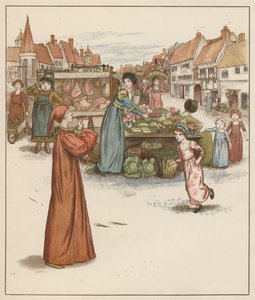 Ilustrace Kate Greenaway pro Krysař z Hamelnu od Roberta Browninga (barevné lito) od Kate (after) Greenaway
