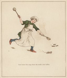 Ilustrace Kate Greenaway pro Krysař z Hamelnu od Roberta Browninga (barevné lito) od Kate (after) Greenaway