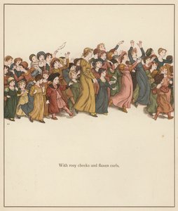 Ilustrace Kate Greenaway pro Krysař z Hamelnu od Roberta Browninga (barevné lito) od Kate (after) Greenaway