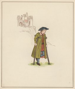 Ilustrace Kate Greenaway pro Krysař z Hamelnu od Roberta Browninga (barevné lito) od Kate (after) Greenaway