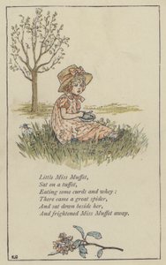 Little Miss Muffet (barva lito) od Kate (after) Greenaway