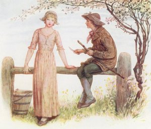Dva na štíru (barevná litografie) od Kate (after) Greenaway