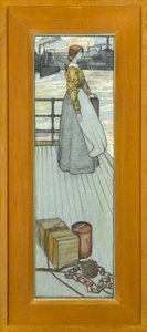 Čekání na Dartmouth Ferry, kolem roku 1910 (křída na modrém papíře) od Kate Blackmore