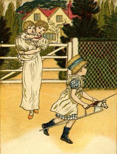 Ilustrovaná jízda na kohoutím koni od Kate Greenaway