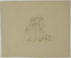 Dvě děti se psem od Kate Greenaway