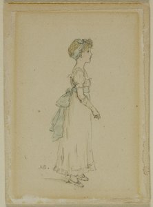 Mladá dívka s modrými stuhami od Kate Greenaway
