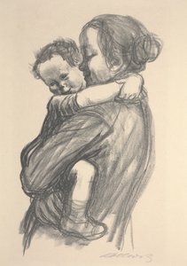 Chlapec s rukama kolem krku matky od Käthe Kollwitz