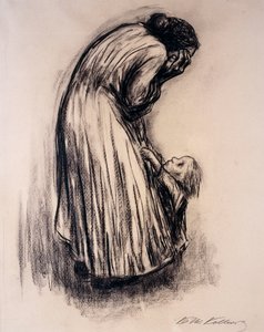 Zoufalá žena s dítětem, od Käthe Kollwitz