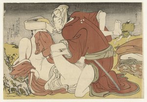 Rover přemůže mladého cestovatele od Katsukawa Shuncho (attributed to)
