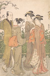 Skupina tří žen v doprovodu sluhy, 1780-1795. od Katsukawa Shuncho