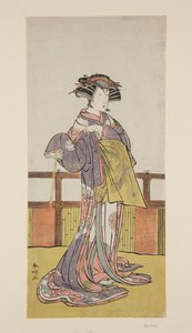 Herec Segawa Kikunojo (barevný dřevořez)