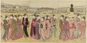 Přechod přes most Nihonbashi od Katsukawa Shuncho