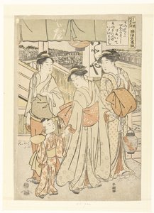 Užijte si večerní vánek u řeky v Shijo, Kyoto. Kyo Shijogawara yusuzumi (název na objektu) od Katsukawa Shuncho