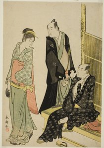 Herci Onoe Matsusuke I a Ichikawa Omezo I v čajovně od Katsukawa Shuncho