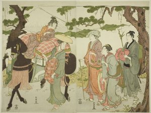 Cestující na Tokaido od Katsukawa Shuncho