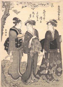 Dvě ženy v doprovodu služebné, 1780-1795. od Katsukawa Shuncho