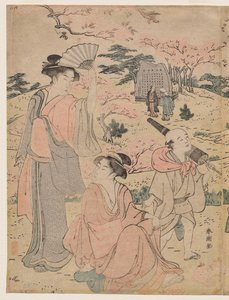 Ženy prohlížení Cherry Blossoms v Asukayama od Katsukawa Shuncho