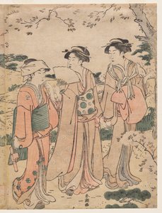 Ženy prohlížení Cherry Blossoms v Asukayama od Katsukawa Shuncho