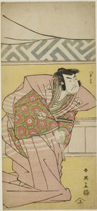Herec Sawamura Sôjûrô III jako Oda Kazusanosuke Harunaga ve filmu "Kronika Muromačó v písmu Kana" ("Kanagaki Muromachi bundan") od Katsukawa Shun