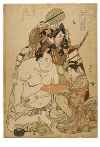 Edo Triptych, kolem 1743-1812 (dřevěný blok na papíře) od Katsukawa Shunei