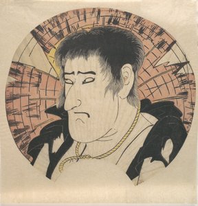 Hlava neidentifikovaného herce jako krajana v Rags, ca. 1793. od Katsukawa Shun