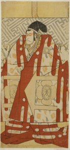 Herec Ichikawa Danjuro V jako Kudo Suketsune ve hře Koi no Yosuga Kanegaki Soga, hrané v divadle Ichimura v prvním měsíci roku 1789 od Katsukawa Shun