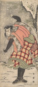 Neznámý herec jako Kyokaku stojící na úpatí útesu ve sněhové bouři, ca. 1793. od Katsukawa Shun