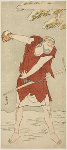 Herec Onoe Matsusuke I jako mendikantský mnich ve filmu Kurtizána: Kerria Roses at Ide" ("Keisei Ide no yamabuki")