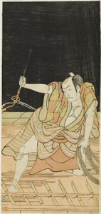 Herci Nakamura Nakazô I jako Danshichi Kurobei a Ichikawa Danjûrô V jako Issun Tokubei ve filmu "Zrcadlo Ósaky na letním festivalu" ("Natsu MatsuriNaniwa Kagami")