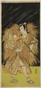 Herec Ičikawa Monnosuke II jako Hayano Kampei ve hře Kanadehon Chushin Najori no Kura, která se hrála v divadle Nakamura v devátém měsíci roku 1780 od Katsukawa Shunkо̄