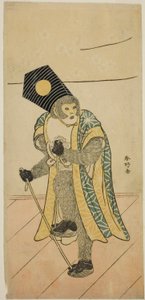 Herec Ičimura Uzaemon IX jako opice ve hře Mitsu Ningyo Yayoi no Hinagata, která se hrála v divadle Nakamura ve druhém měsíci roku 1785 od Katsukawa Shunkо̄