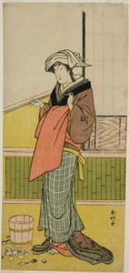 Herec Nakamura Riko I jako Moshio () ve hře Honda Yayoi Meoto Junrei (), která se hrála v divadle Ichimura () v sedmém měsíci roku 1778 ()