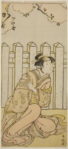 Herec Osagawa Tsuneyo II jako Onoe ve hře Haru no Nishiki Date-zome Soga, která se hrála v divadle Nakamura ve čtvrtém měsíci roku 1790 od Katsukawa Shunkо̄