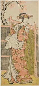 Herec Sawamura Sojuro III jako duch kurtizány Takao ve hře Takao Daimyojin Momiji no Tamagaki, která se hrála v divadle Nakamura v sedmém měsíci roku 1787 od Katsukawa Shunkо̄