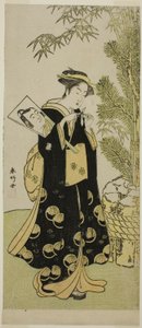 Herec Segawa Kikunojo III jako Otora ve hře Ume-goyomi Akebono Soga, která se hrála v divadle Ichimura ve třetím měsíci roku 1780 od Katsukawa Shunkо̄