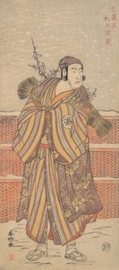 Matsumoto Sumezo jako muž v zimním oblečení stojící ve sněhu, ca. 1785-90. od Katsukawa Shunko