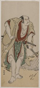 Otani Hiroji III jako samuraj stojící vedle proudu od Katsukawa Shunko