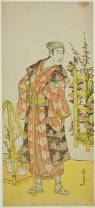 Herec Matsumoto Koshiro IV jako prodejce rostlin Awashima no Yonosuke ve hře Mukashi Otoko Yuki no Hinagata, hrál v divadle Ichimura v jedenáctém měsíci, 1781 od Katsukawa Shunsen