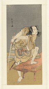 Herec Sawamura Sojuro III se připravuje na boj od Katsukawa Shunsho