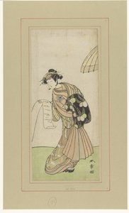 Herec Yamashita Kinsaku II v roli kurtizány Agemaki od Katsukawa Shunsho