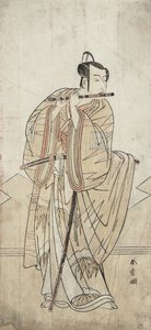 Herec hrající na flétnu (dřevěný tisk) od Katsukawa Shunsho