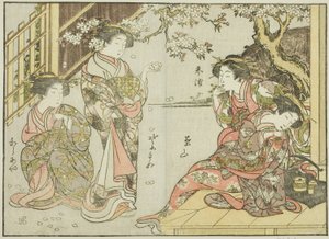 Kurtizány z Asahimaruya, z knihy "Zrcadlo krásných žen ze čtvrtí rozkoše (Seiro bijin awase sugata kagami)," sv. 1 od Katsukawa Shunsho